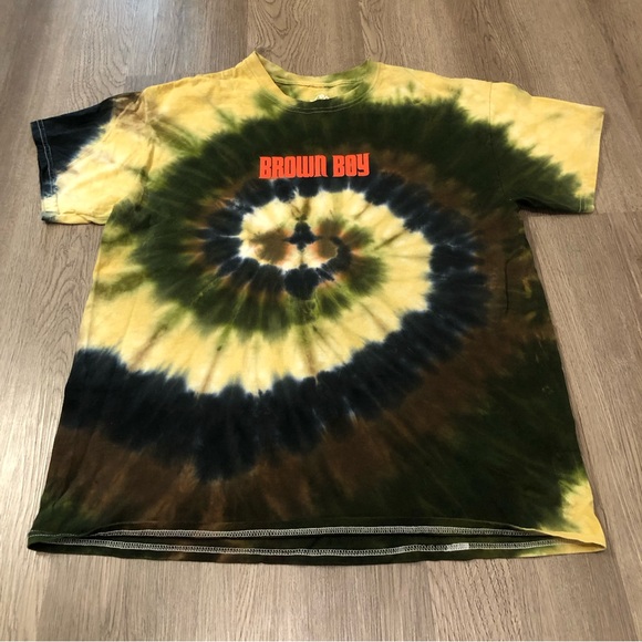 XO Other - XO NAV Brown‎ Boy Tie Dye Bad Habits Rap Short Sleeve T-shirt Size Large